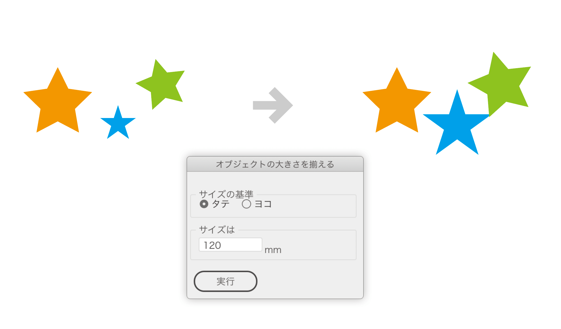 複数のサイズのバラバラな図形を数値指定で一括でリサイズしたい Dtp Transit